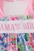 Blossom love MAMA'S GIRL embroidered bloomer set, pink floral pattern, perfect for toddlers.