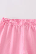 Pink gingham set with adorable bunny embroidery, perfect for springtime play.