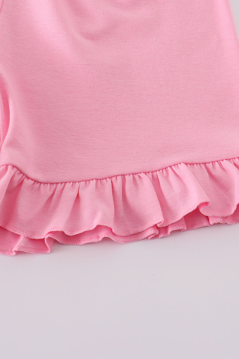 Floral bunny embroidery set: pastel romper with cute bunny and flower design.