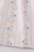 Adorable blue dress with bunny print and a charming bow, perfect for spring.