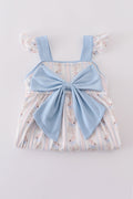 Adorable blue dress with bunny print and a charming bow, perfect for spring.