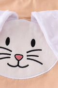 Orange floral bunny applique set with playful patterns, perfect for spring outings.