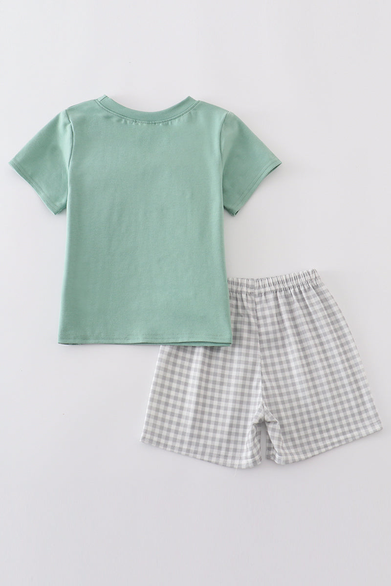 Green bunny applique set: cozy, long-sleeve top with cute bunny design.