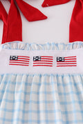 Blue flag embroidery set: cozy children's outfit with playful flag patterns.
