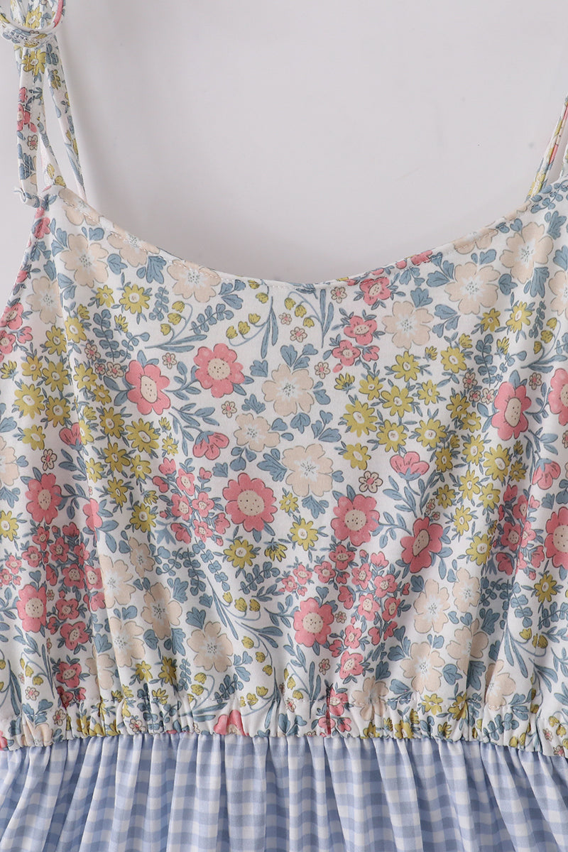 Pastel wildflowers print tiered dress, perfect for matching mom and me outfits.