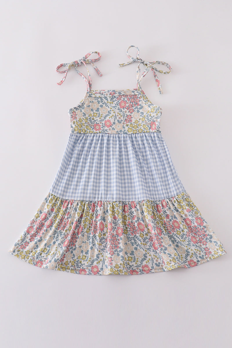 Pastel wildflowers print tiered dress, perfect for matching mom and me outfits.
