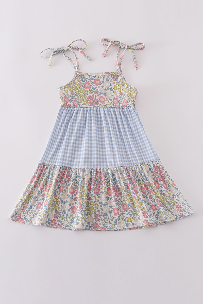 Pastel wildflowers print tiered dress, perfect for matching mom and me outfits.