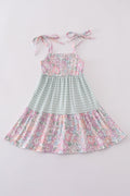 Matching Garden gingham tiered dresses for mom and daughter, perfect for spring outings.