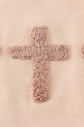 Cream top with delicate cross-stitch knots, perfect for everyday play.
