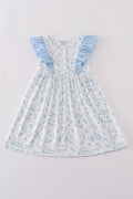 Adorable Easter dress with duck and bunny print, perfect for spring celebrations.