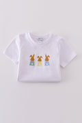 Easter bunny embroidery set with pastel colors on a cozy children's sweater.