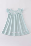 Blue cross embroidery dress for children, featuring playful patterns and soft fabric.