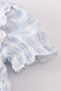 Blue plaid bubble romper with 