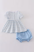 Blue plaid bloomer set with 