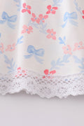 Adorable blue bow lattice print set for kids, perfect for playful days.