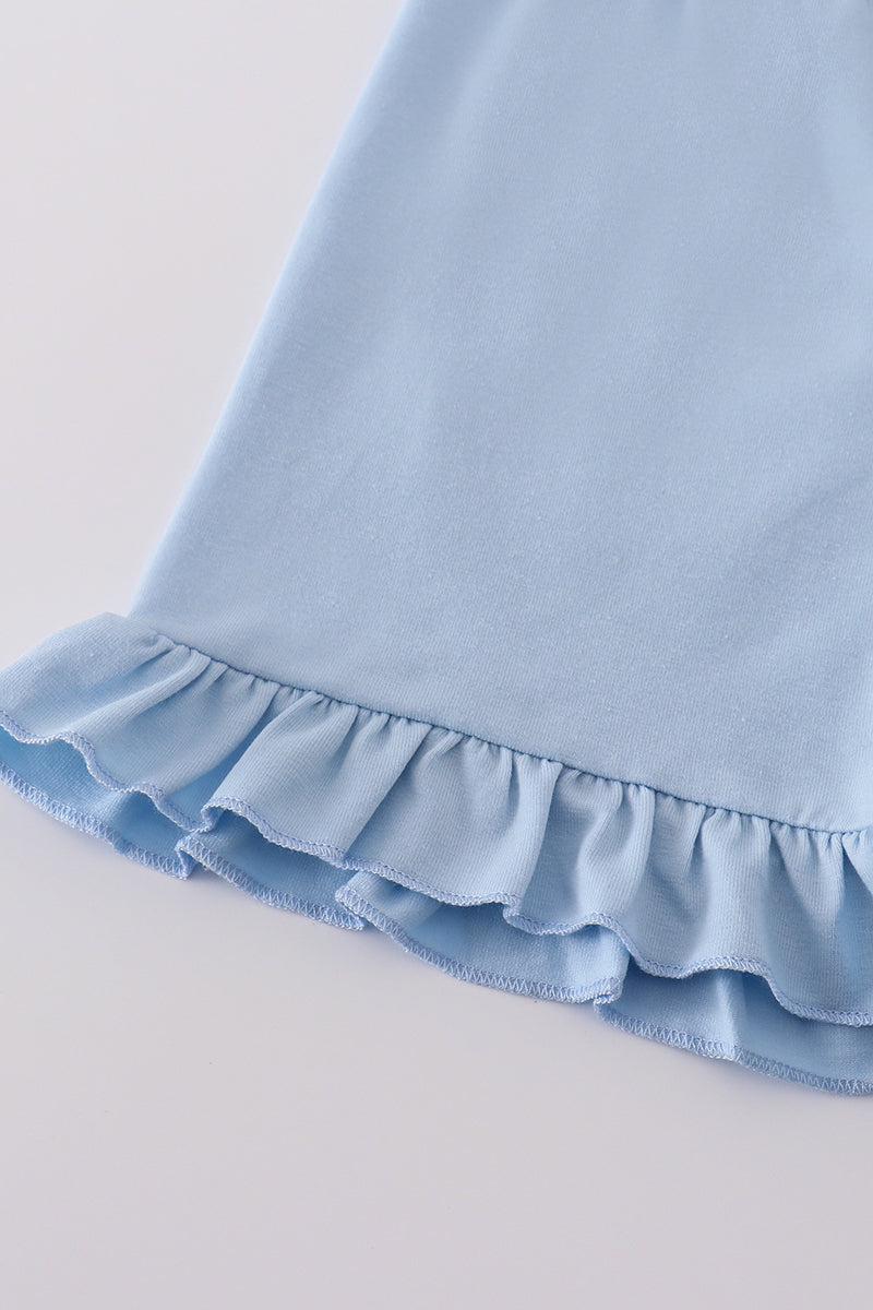 Adorable blue bow lattice print set for kids, perfect for playful days.