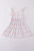 Matching blue lattice print dresses with bows, perfect for mom and daughter outings.