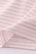 Pink stripe smocked set with cute animal embroidery, perfect for playtime.
