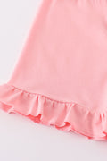 Pink stripe smocked set with cute animal embroidery, perfect for playtime.