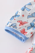Adorable bow trellis print set with delicate embroidery, perfect for playful adventures.