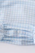 Adorable gingham bubble romper with star embroidery, perfect for playful summer days.