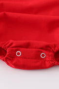 Red Star embroidery bubble: cozy red romper with star patterns, perfect for festive occasions.