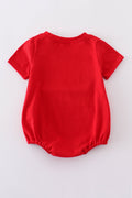 Red Star embroidery bubble: cozy red romper with star patterns, perfect for festive occasions.
