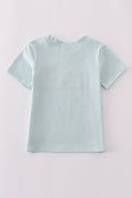 Blue embroidered top for kids with playful tool patterns, perfect for casual outings.