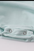 Adorable blue bubble romper with delicate tool embroidery, perfect for special occasions.