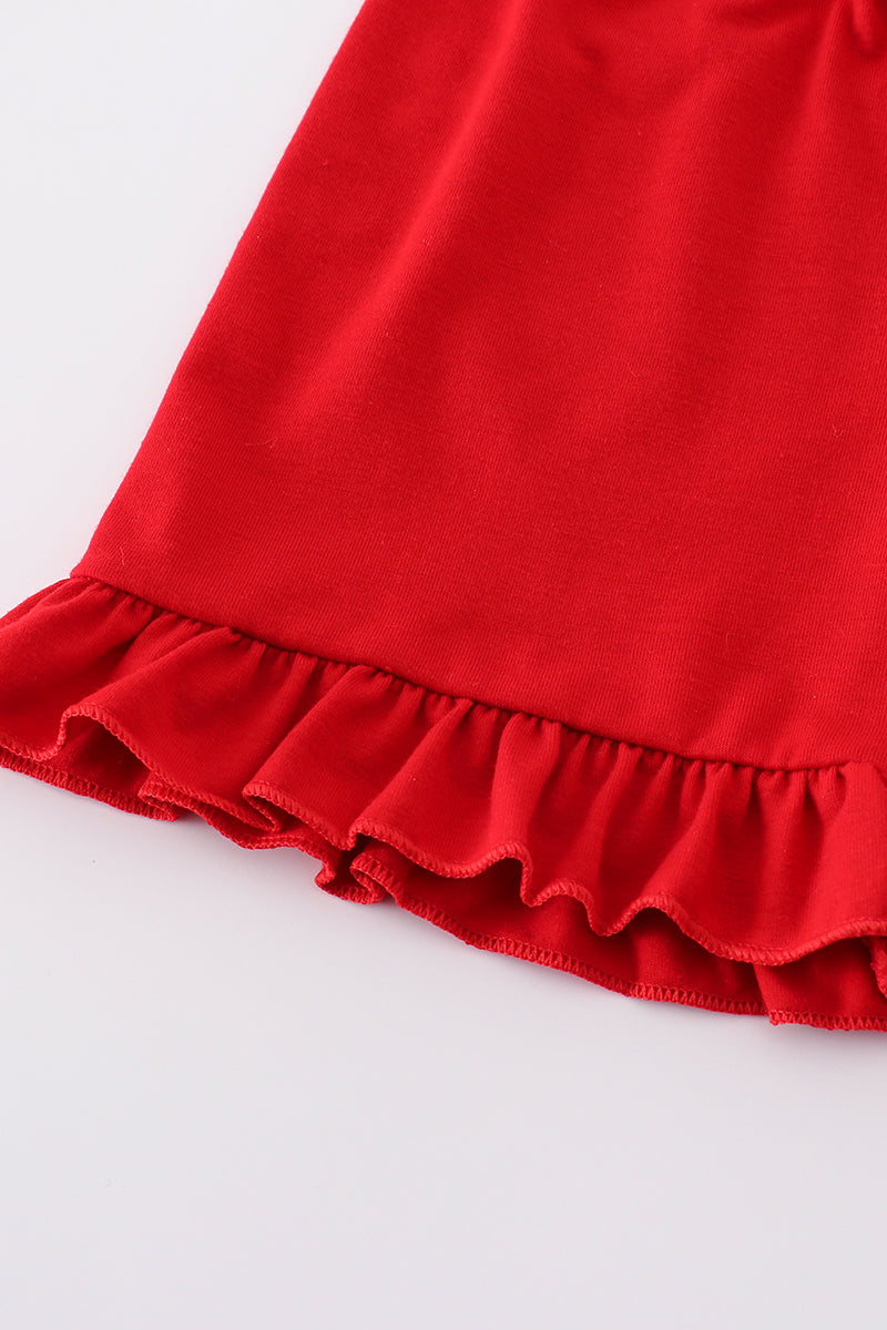 Blue bow embroidery smocked set with puff sleeves, perfect for special occasions.