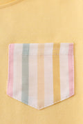 Bright and cheerful rainbow stripe shorts set, perfect for playful summer days.