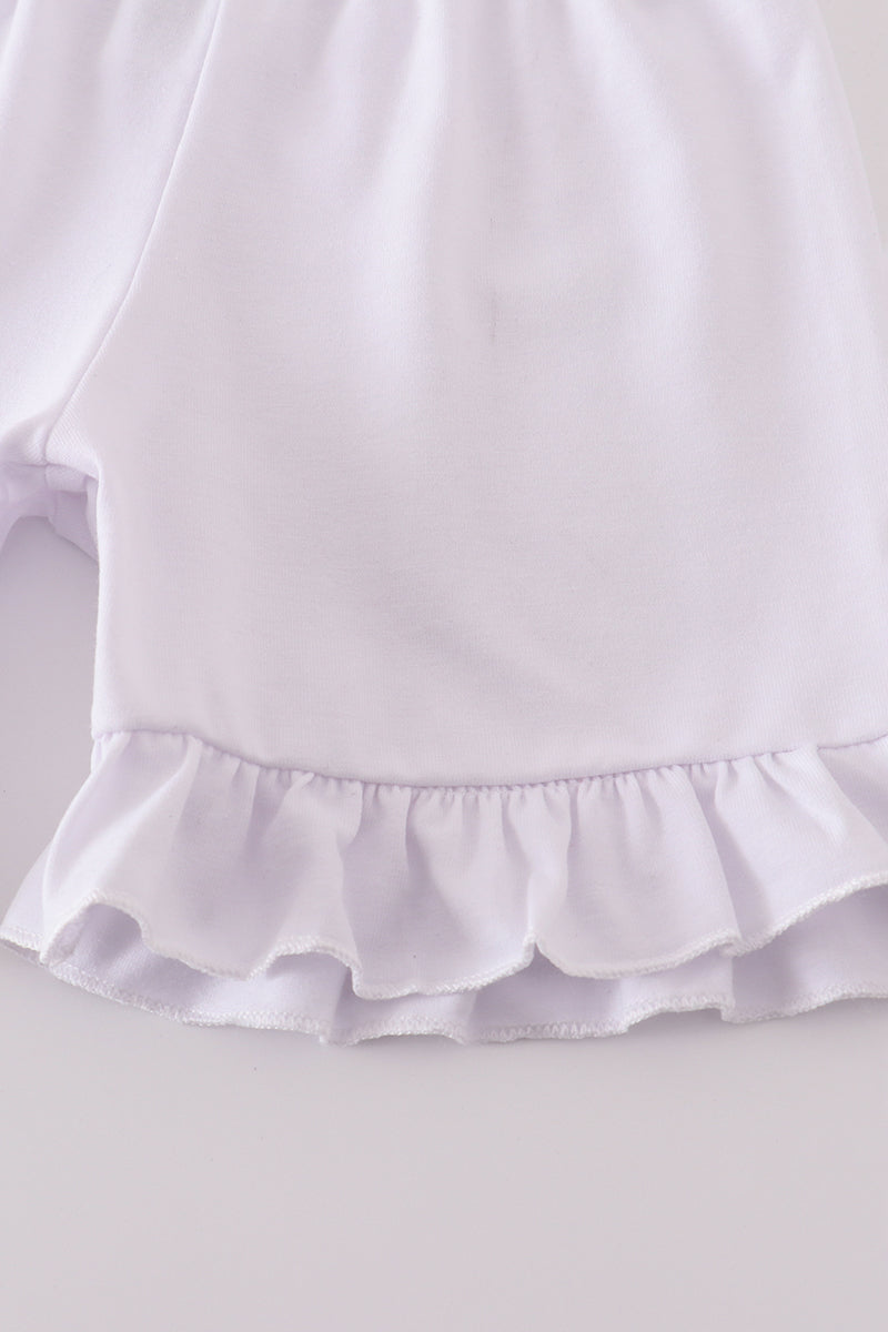Blue stripe seersucker shorts set for kids, perfect for summer adventures.