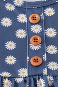 Navy dress with cheerful white daisy print, perfect for playful adventures.