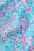 Whimsical mermaid-themed shorts set with colorful embroidery, perfect for summer fun.