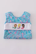 Whimsical mermaid-themed shorts set with colorful embroidery, perfect for summer fun.