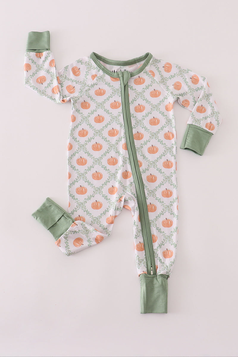 Green pumpkin bamboo romper