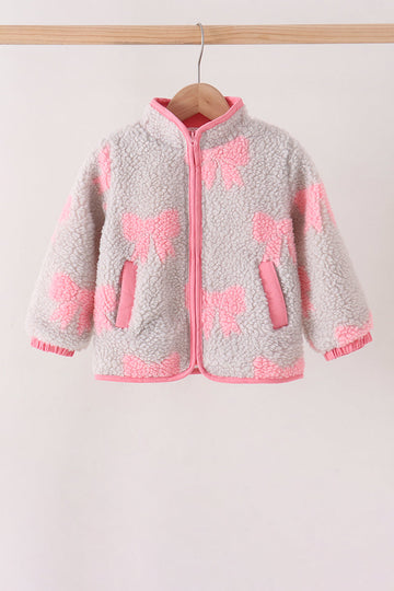 Pink bow fleece jacket