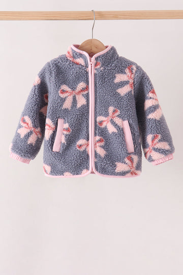Blue bow fleece jacket