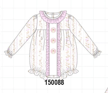 Pink floral turkey embroidery ruffle bubble