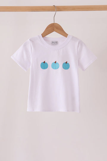 Blue pumpkin embroidery top