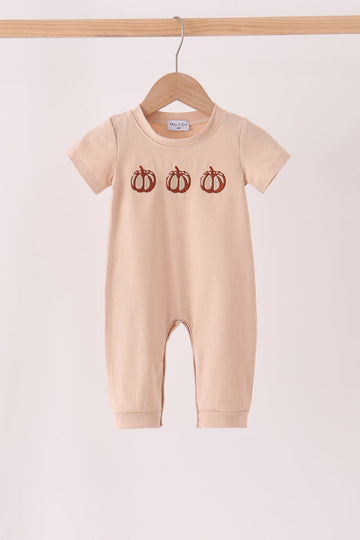 Leopard pumpkin embroidery romper