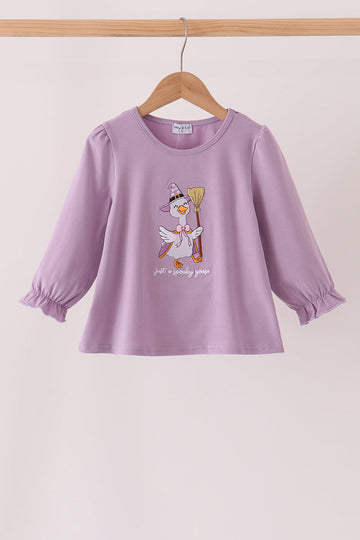 Purple goose embroidery top