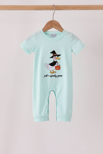 Blue goose embroidery romper