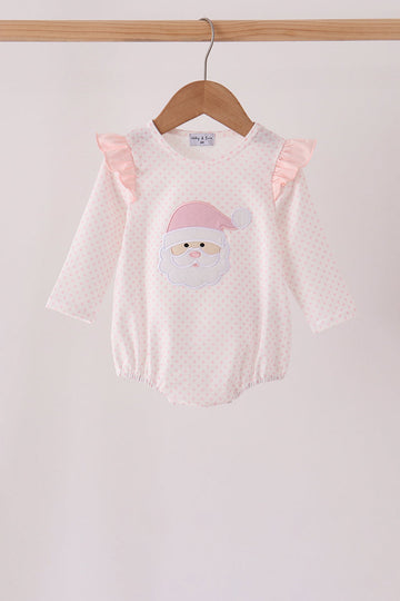 Pink santa claus dot applique ruffle bubble