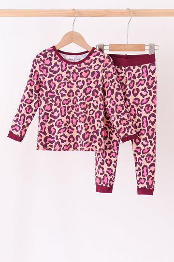 Pink leopard bamboo pajama set