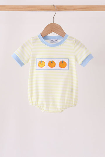 Yellow stripe pumpkin embroidery bubble