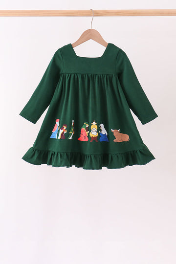 Forest nativity ruffle dress