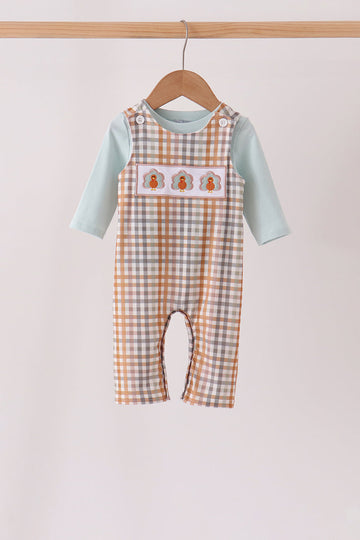 Sage Turkey Embroidery Plaid 2pc set