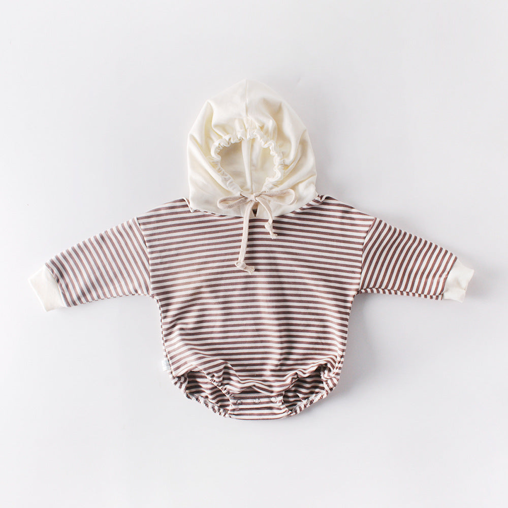 Autumn Striped Hooded Baby Climbing Suit