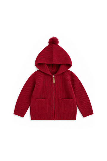 Red zipper cardigan sweater